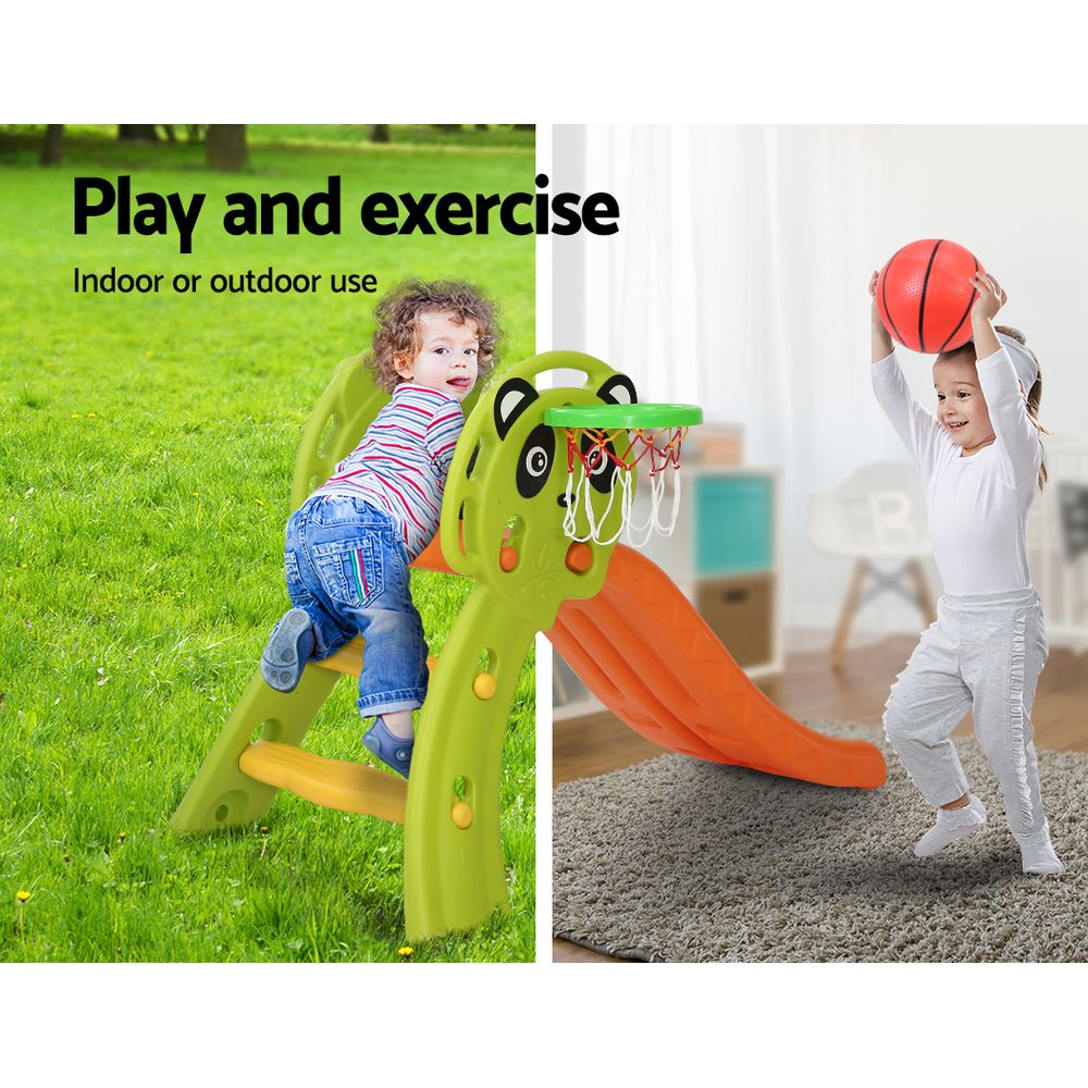 Marlook Kids Slide Set Basketball Hoop Indoor Outdoor Playground Toys 100cm Orange