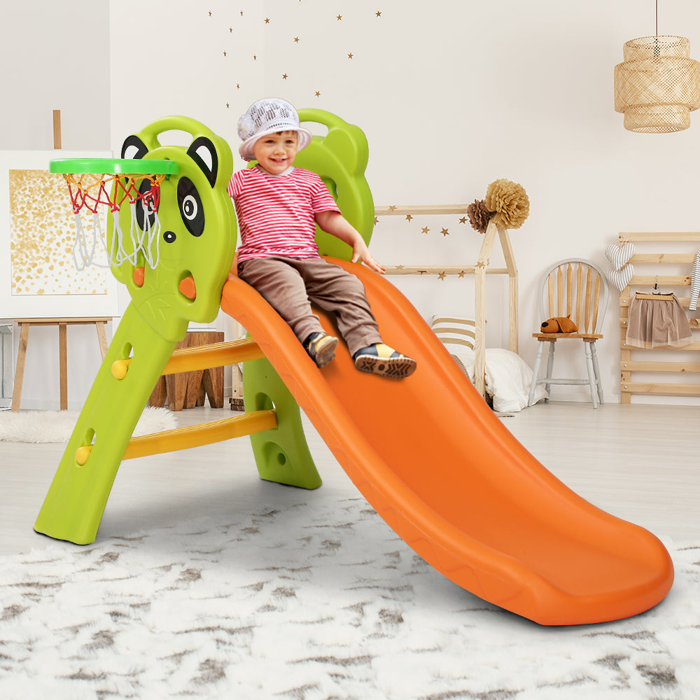 Marlook Kids Slide Set Basketball Hoop Indoor Outdoor Playground Toys 100cm Orange