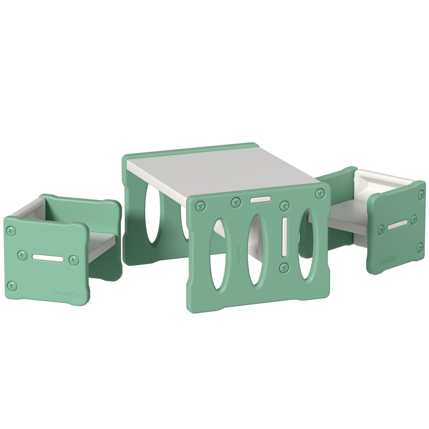 Marlook 3PCS Kids Table and Chairs Set HDPE