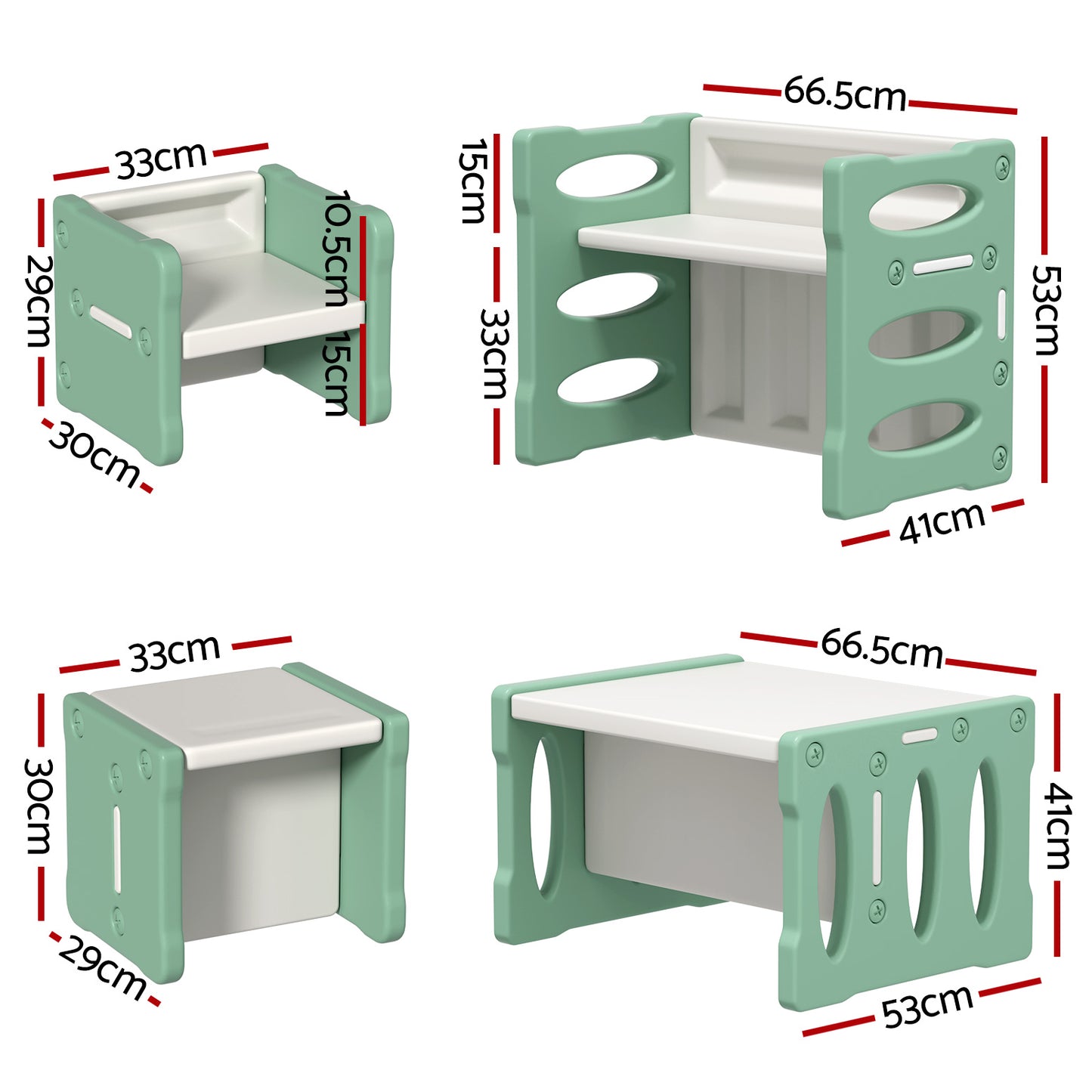 Marlook 3PCS Kids Table and Chairs Set HDPE