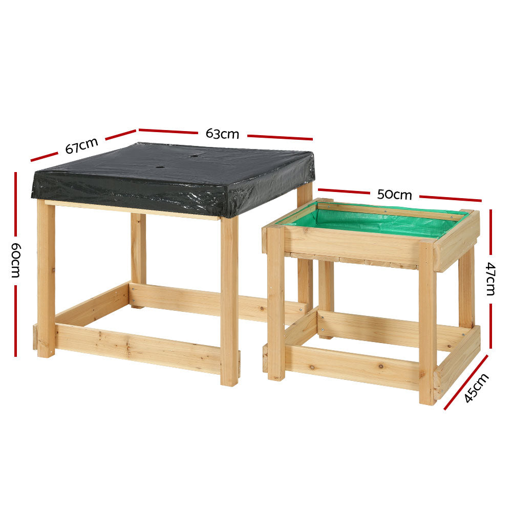 Marlook Kids Sandpit Wooden Sandbox Sand Pit Water Table Outdoor Toys 101cm