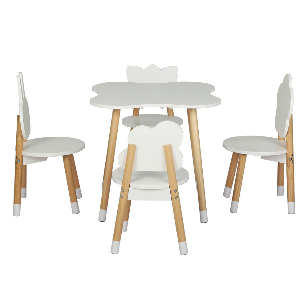 Marlook 5PCS Kids Table and Chairs Set Children Activity Study Play Desk White