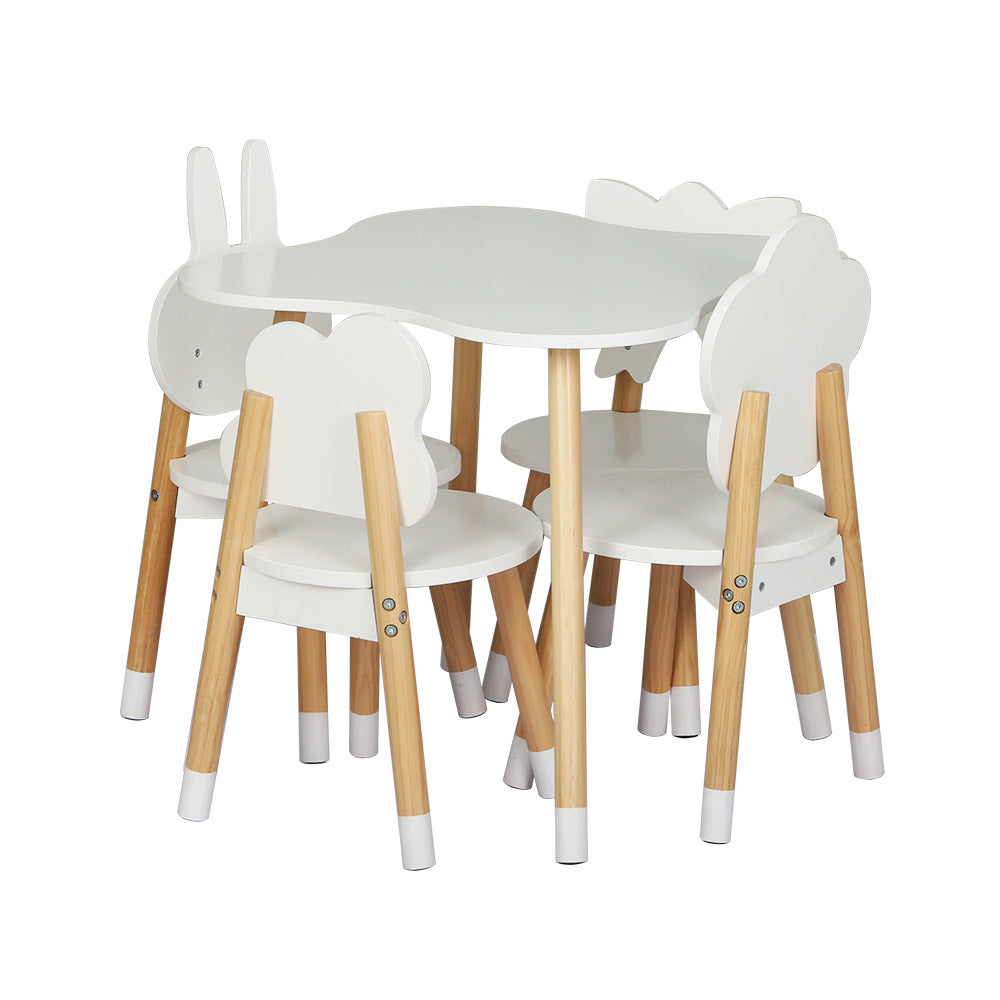 Marlook 5PCS Kids Table and Chairs Set Children Activity Study Play Desk White