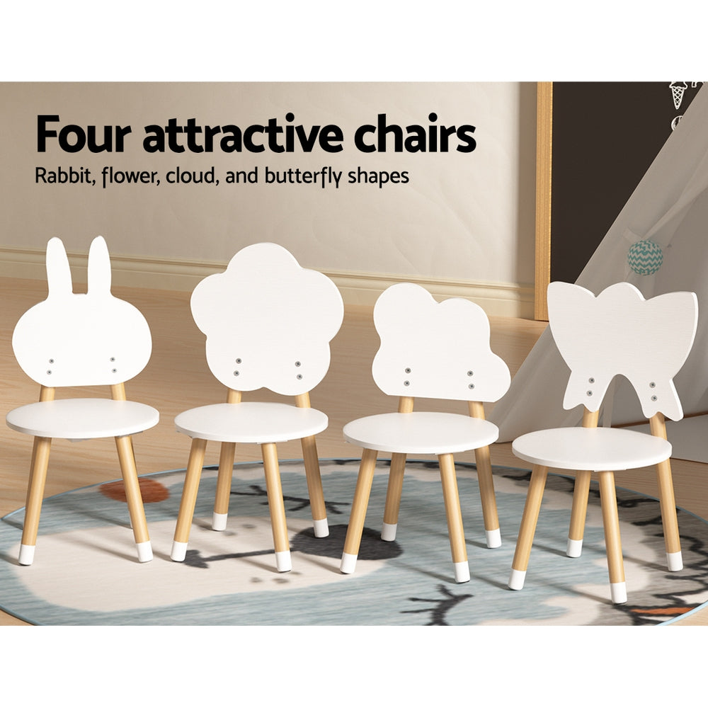 Marlook 5PCS Kids Table and Chairs Set Children Activity Study Play Desk White