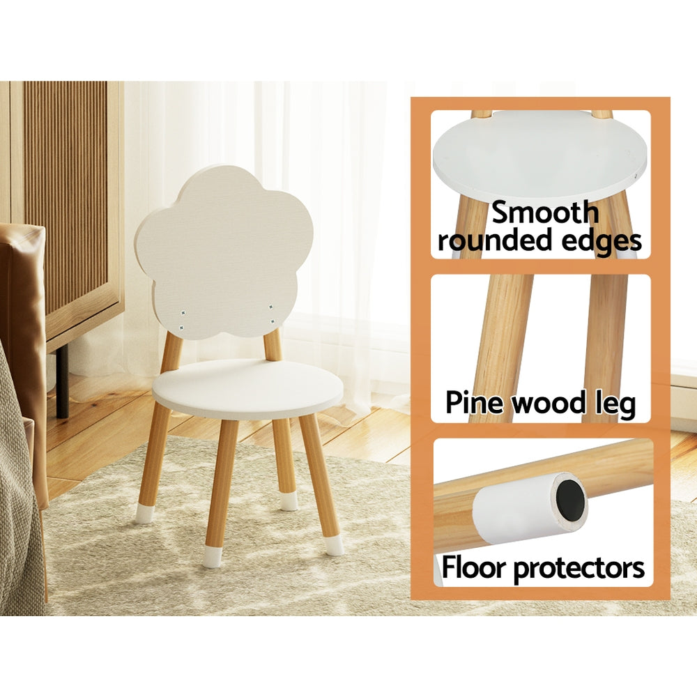 Marlook 5PCS Kids Table and Chairs Set Children Activity Study Play Desk White