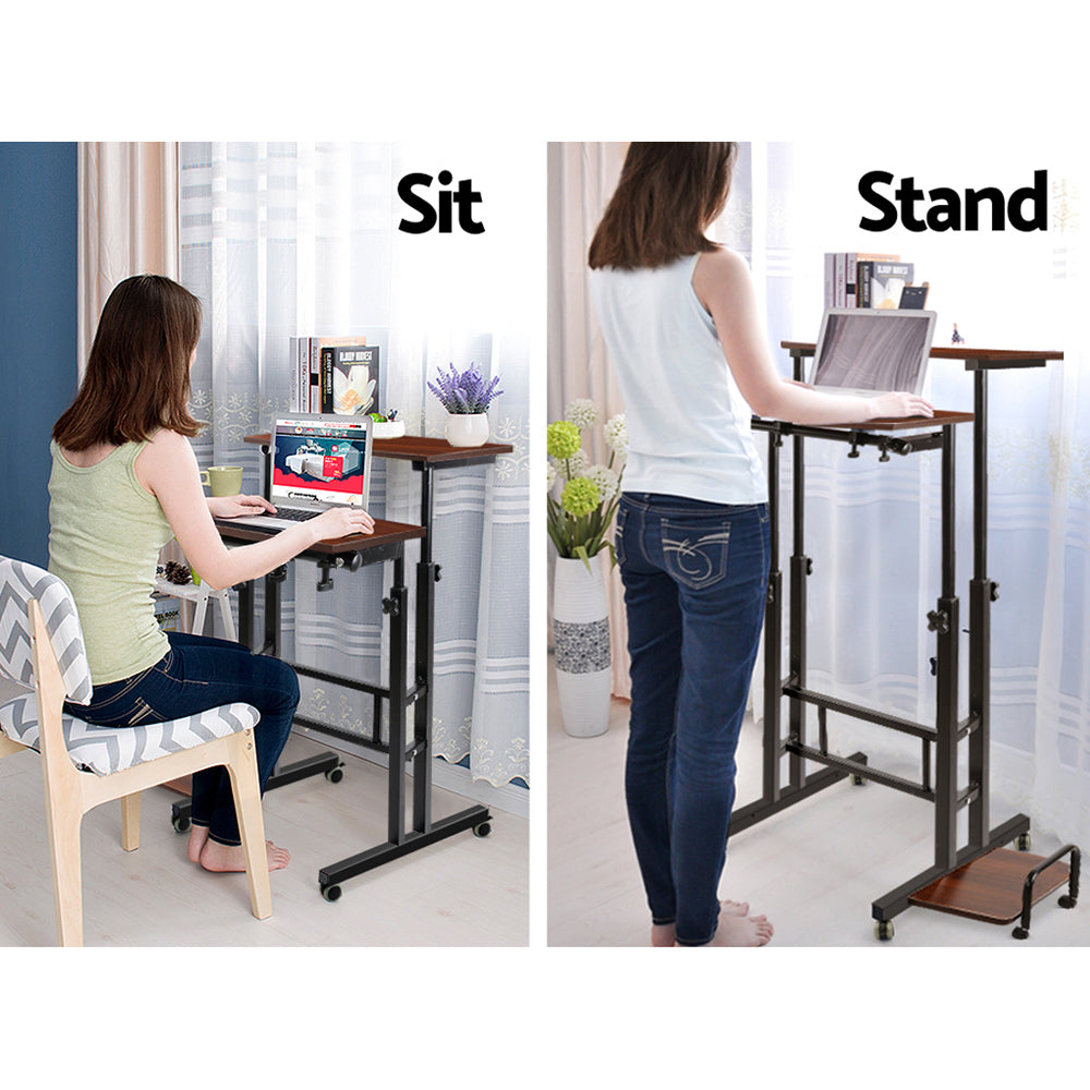 Marlook Laptop Desk Table Adjustable Dark Wood 80CM