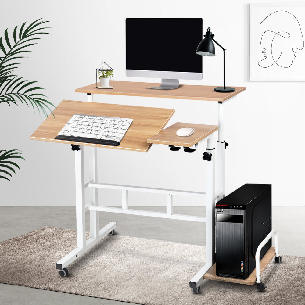 Marlook Laptop Desk Table Adjustable Light Wood 80CM