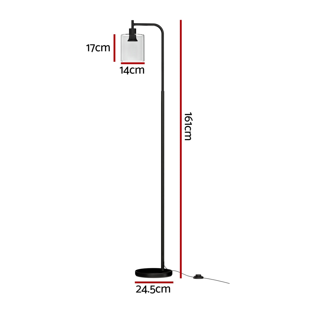 Marlook Floor Lamp Light Stand Modern Home Living Room Office Reading Glass Shade Black
