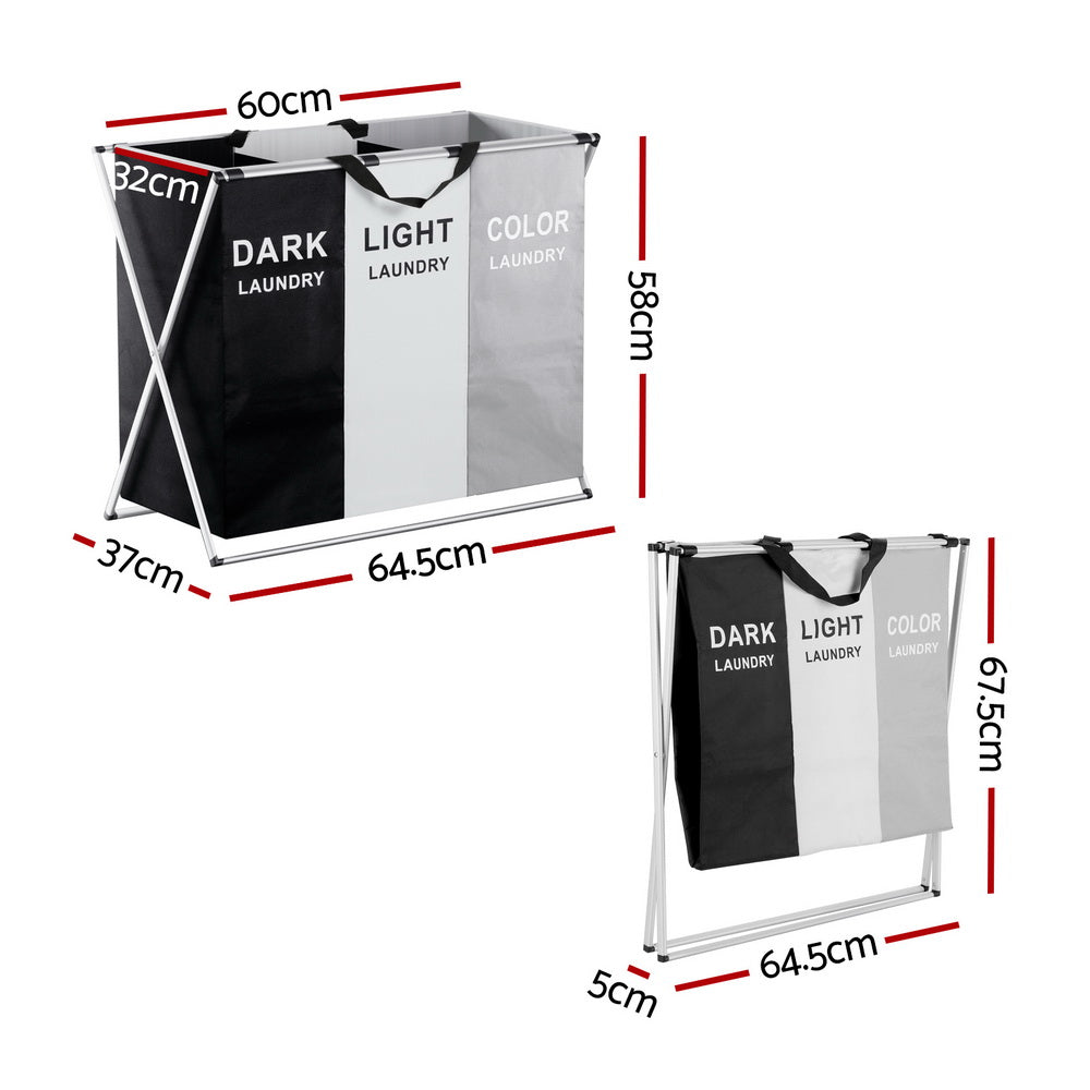 Marlook Laundry Basket Hamper Large Foldable Washing Clothes Storage 3 Sections