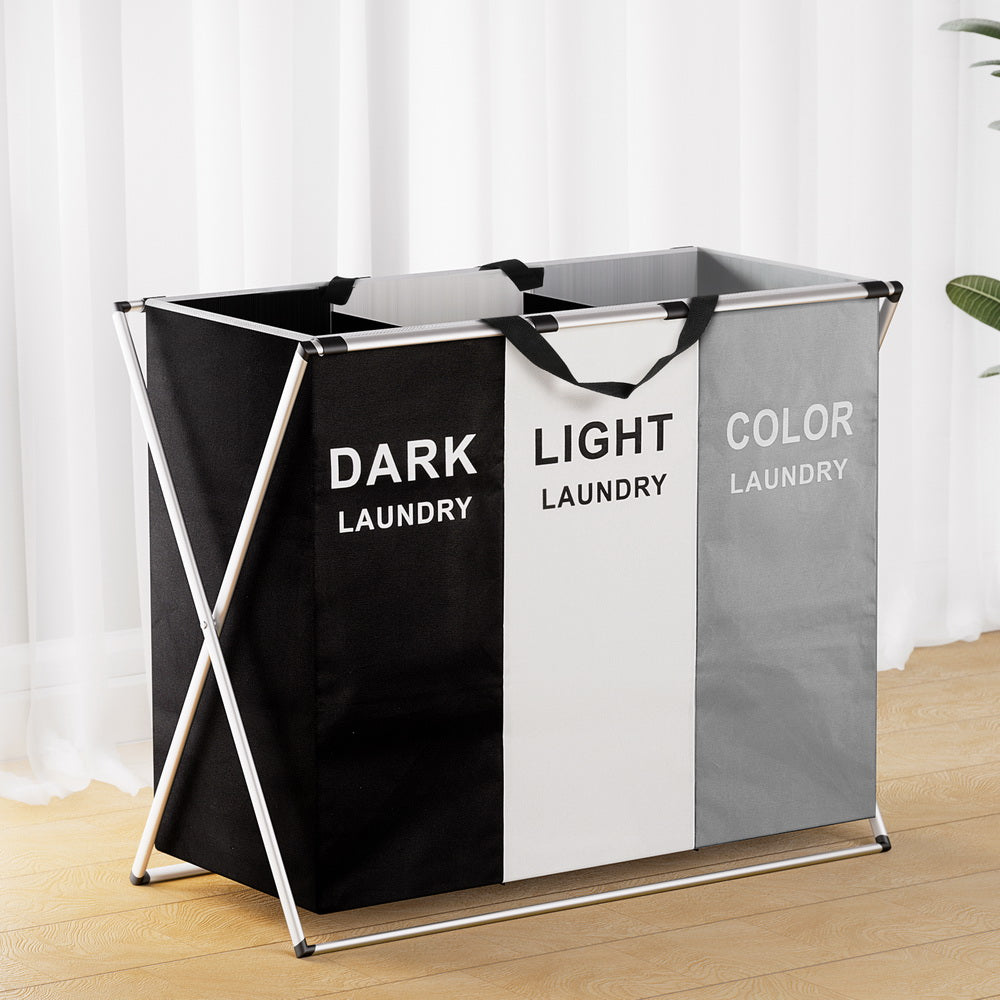 Marlook Laundry Basket Hamper Large Foldable Washing Clothes Storage 3 Sections