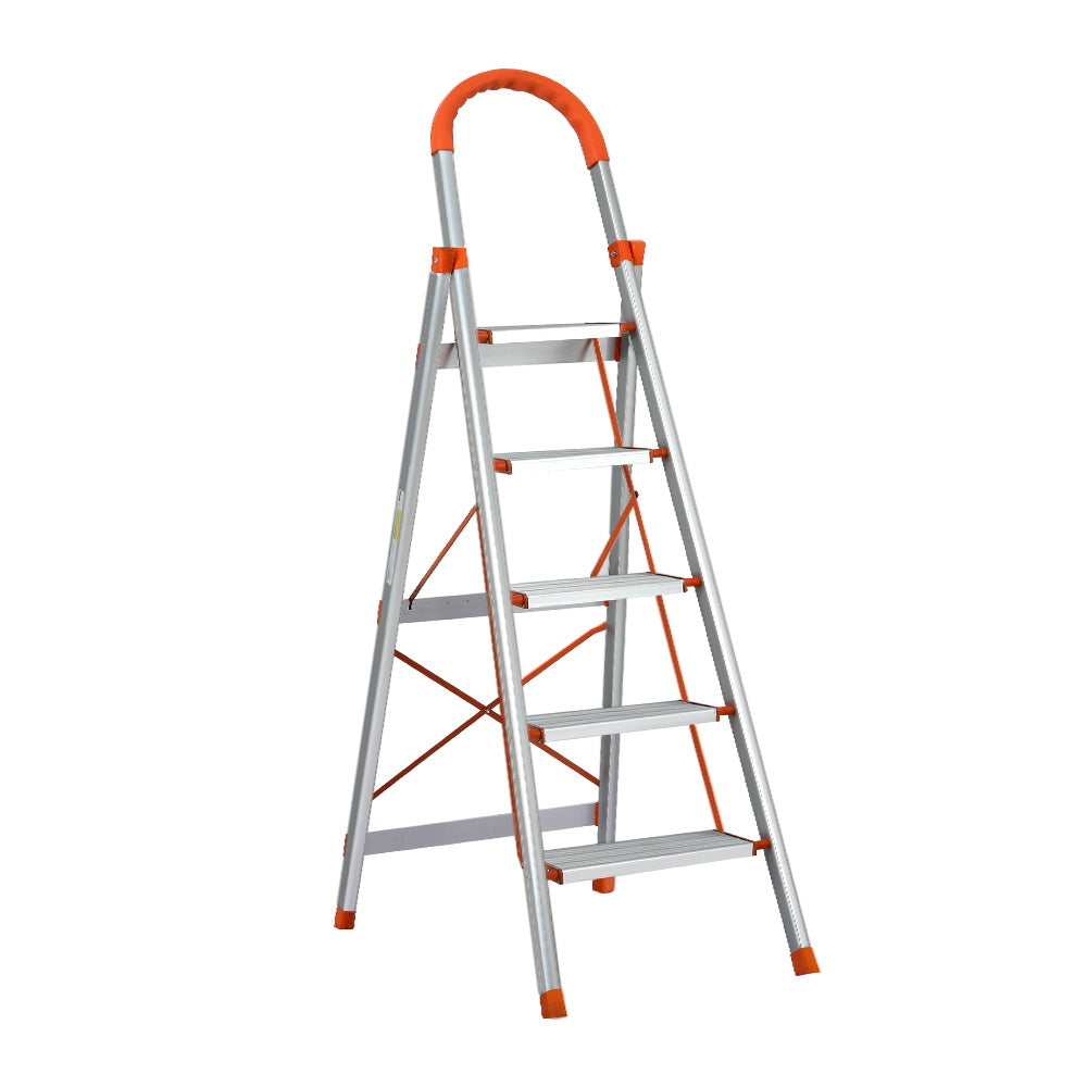 Marlook 5 Step Ladder Multi-Purpose Folding Aluminium Light Weight Non Slip Platform