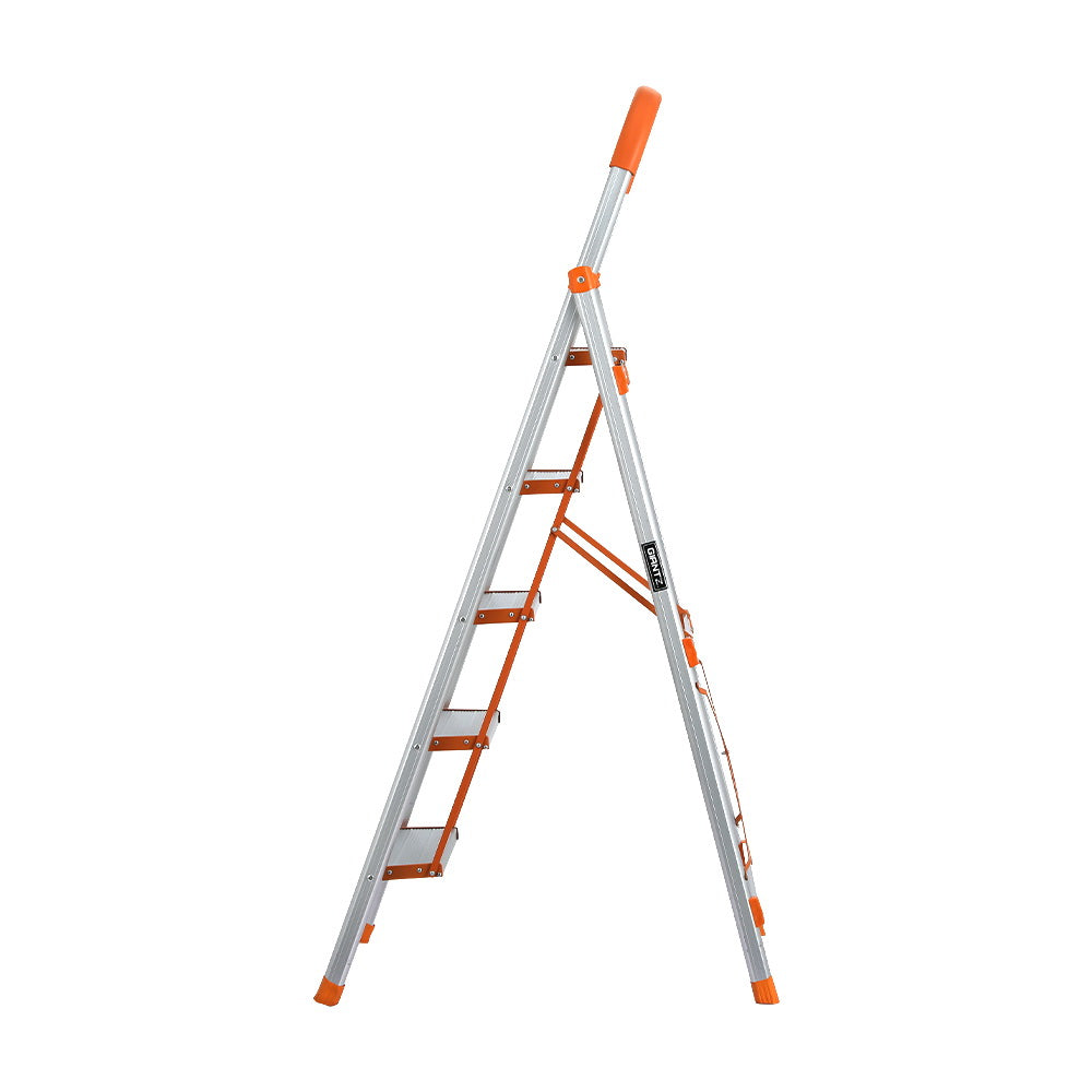 Marlook 5 Step Ladder Multi-Purpose Folding Aluminium Light Weight Non Slip Platform