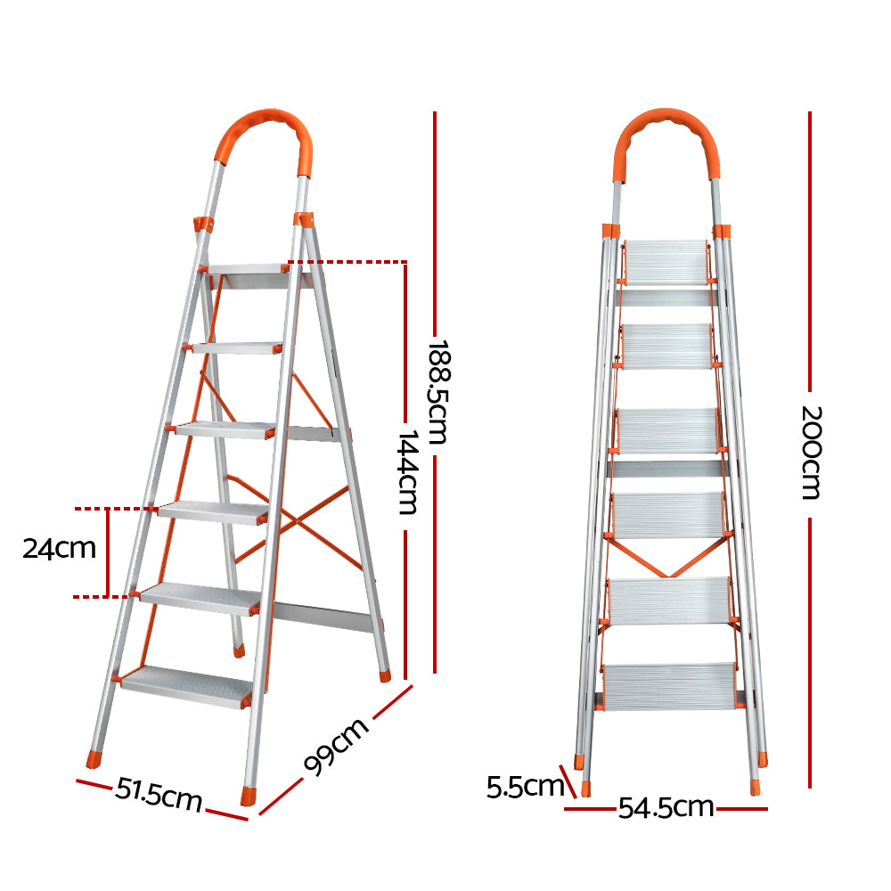 Marlook 6 Step Ladder Multi-Purpose Folding Aluminium Light Weight Non Slip Platform
