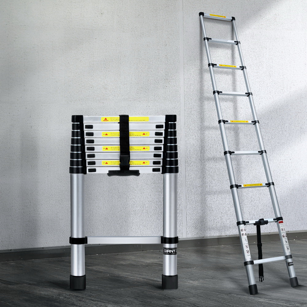 Marlook 2.6M Telescopic Ladder Aluminium Extension Extendable Steps Adjustable Height