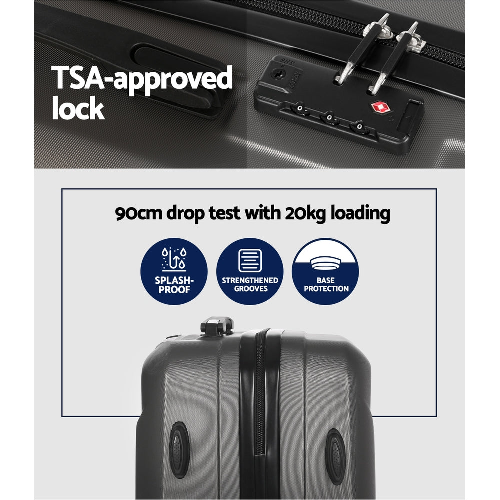 Marlook 2pc Luggage 12" 20" Trolley Travel Suitcase Storage Carry On TSA Lock Dark Grey