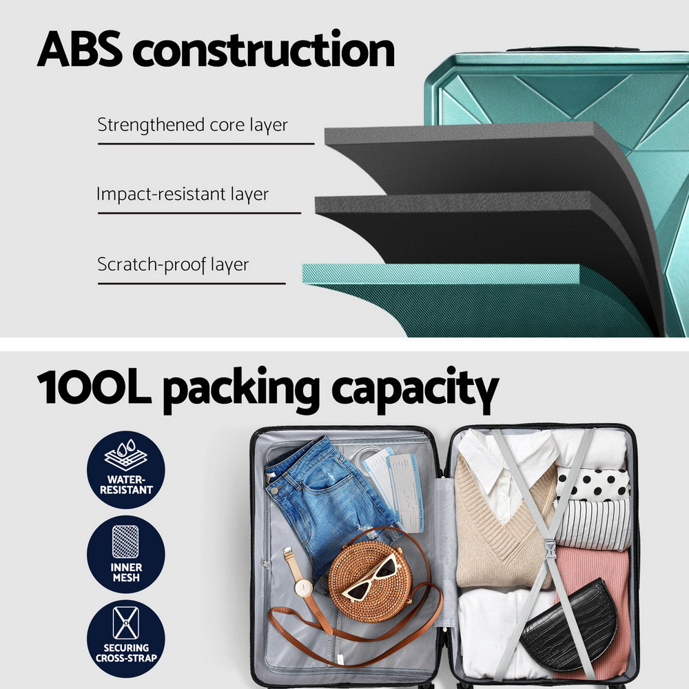 Marlook 28" 75cm Luggage Trolley Travel Suitcase Carry On Storage TSA Hardshell Atrovirens
