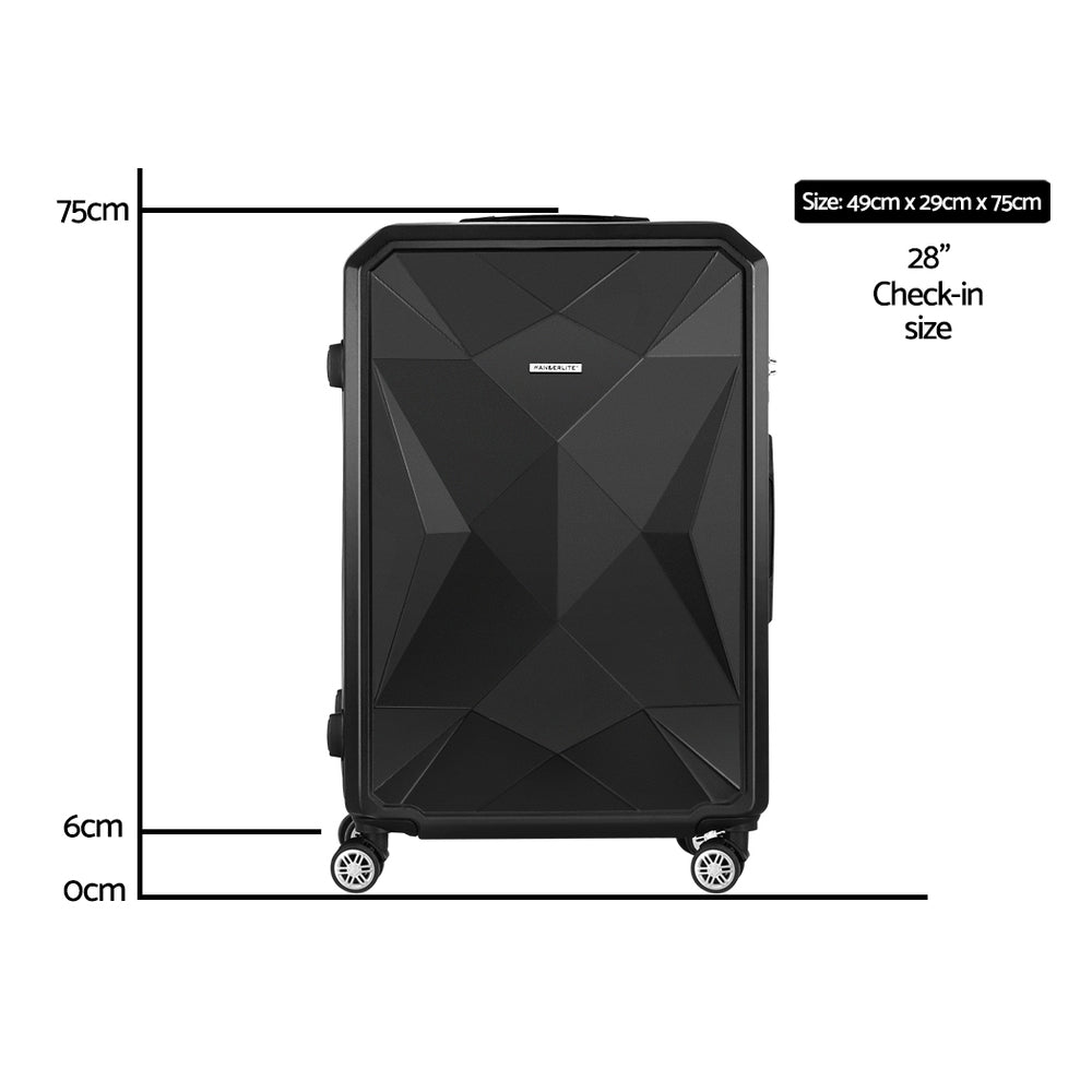 Marlook 28" 75cm Luggage Trolley Travel Suitcase Carry On Storage TSA Hardshell Black