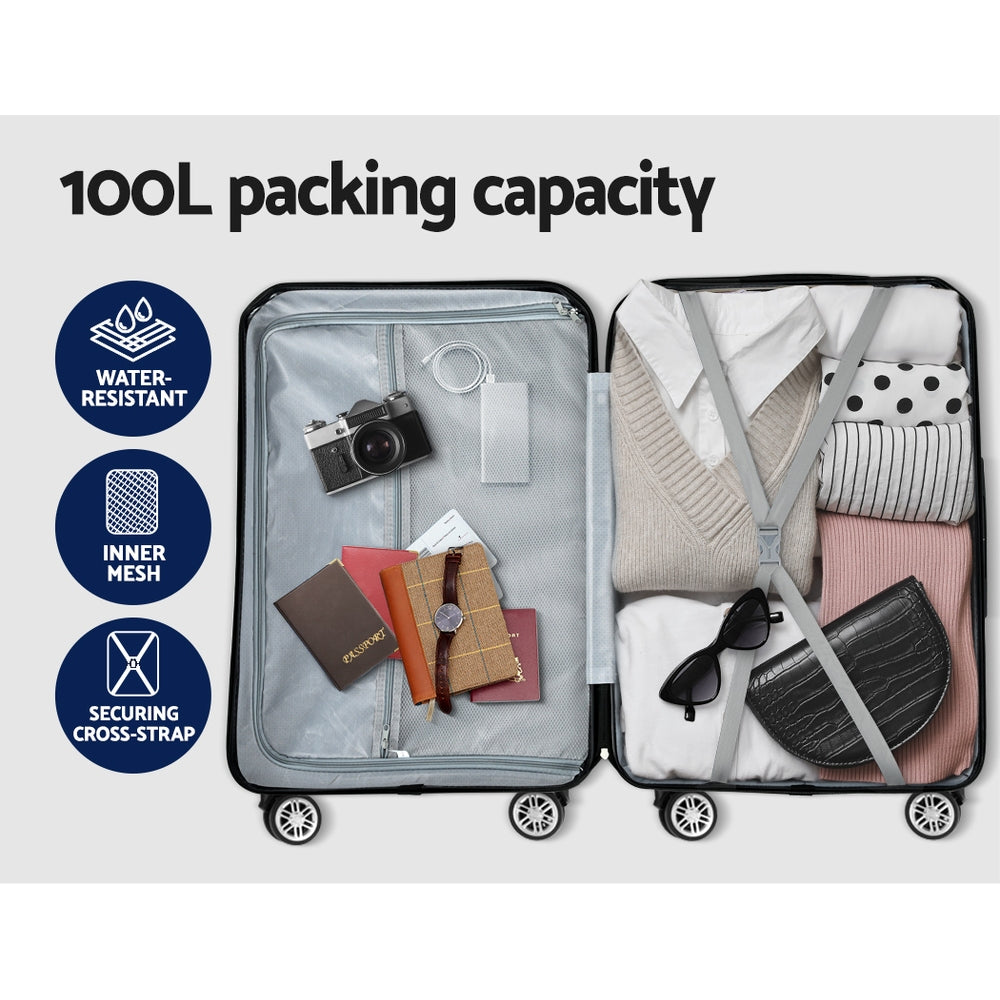 Marlook 28" 75cm Luggage Trolley Travel Suitcase Carry On Storage TSA Hardshell Black