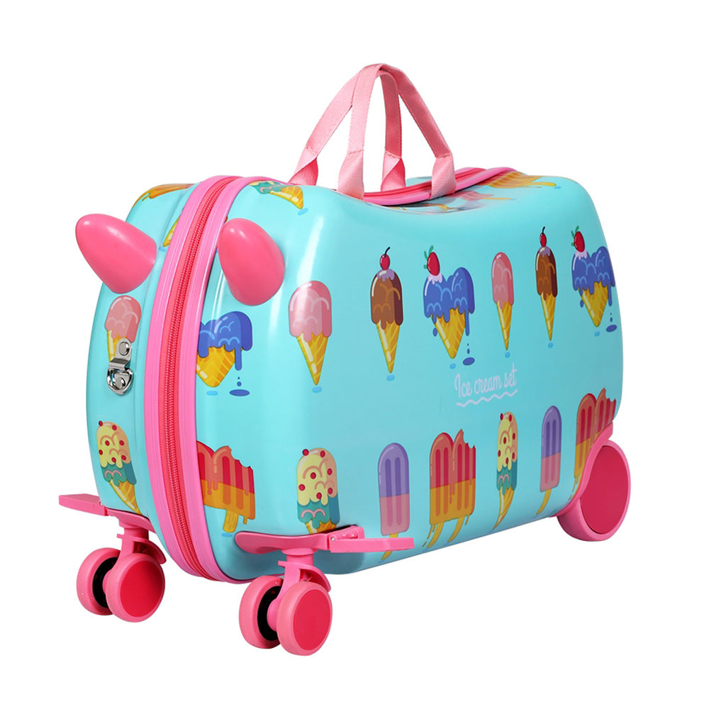 Marlook 17" Kids Ride On Luggage Children Suitcase Trolley Travel Ice Cream