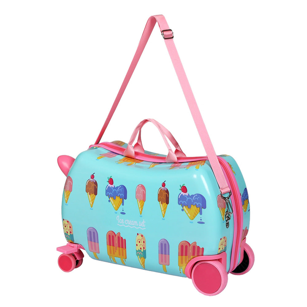Marlook 17" Kids Ride On Luggage Children Suitcase Trolley Travel Ice Cream
