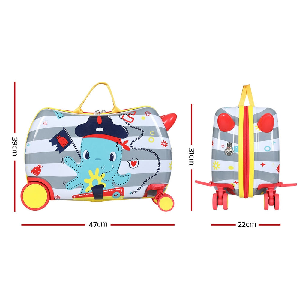 Marlook 17" Kids Ride On Luggage Children Suitcase Trolley Travel Octopus