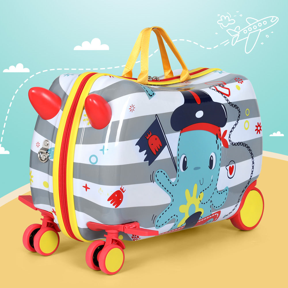Marlook 17" Kids Ride On Luggage Children Suitcase Trolley Travel Octopus