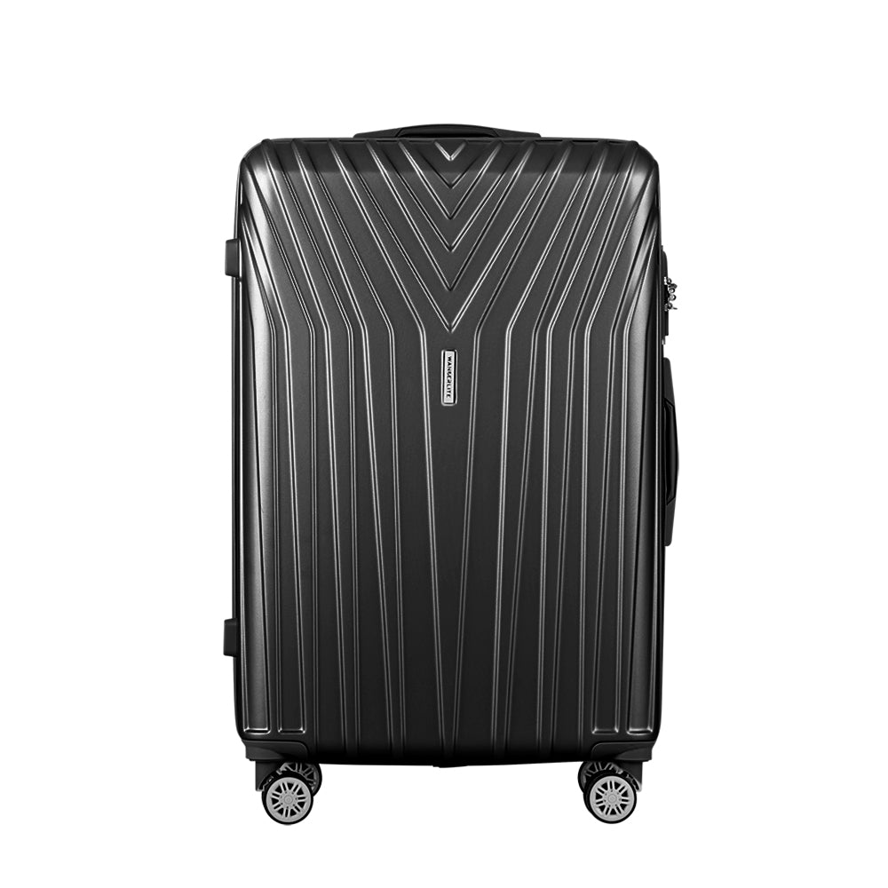 Marlook 3pc Luggage Trolley Set Suitcase Travel TSA Hard Case Carry On Black Lightweight