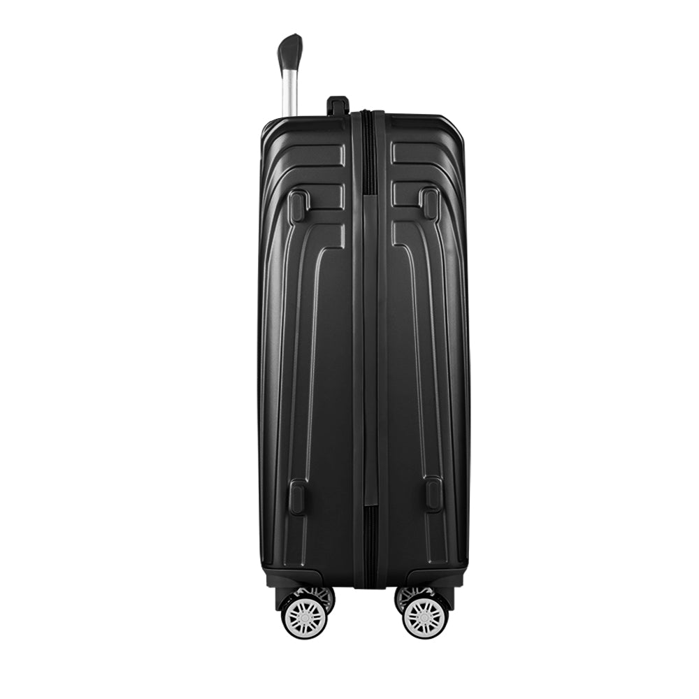 Marlook 3pc Luggage Trolley Set Suitcase Travel TSA Hard Case Carry On Black Lightweight
