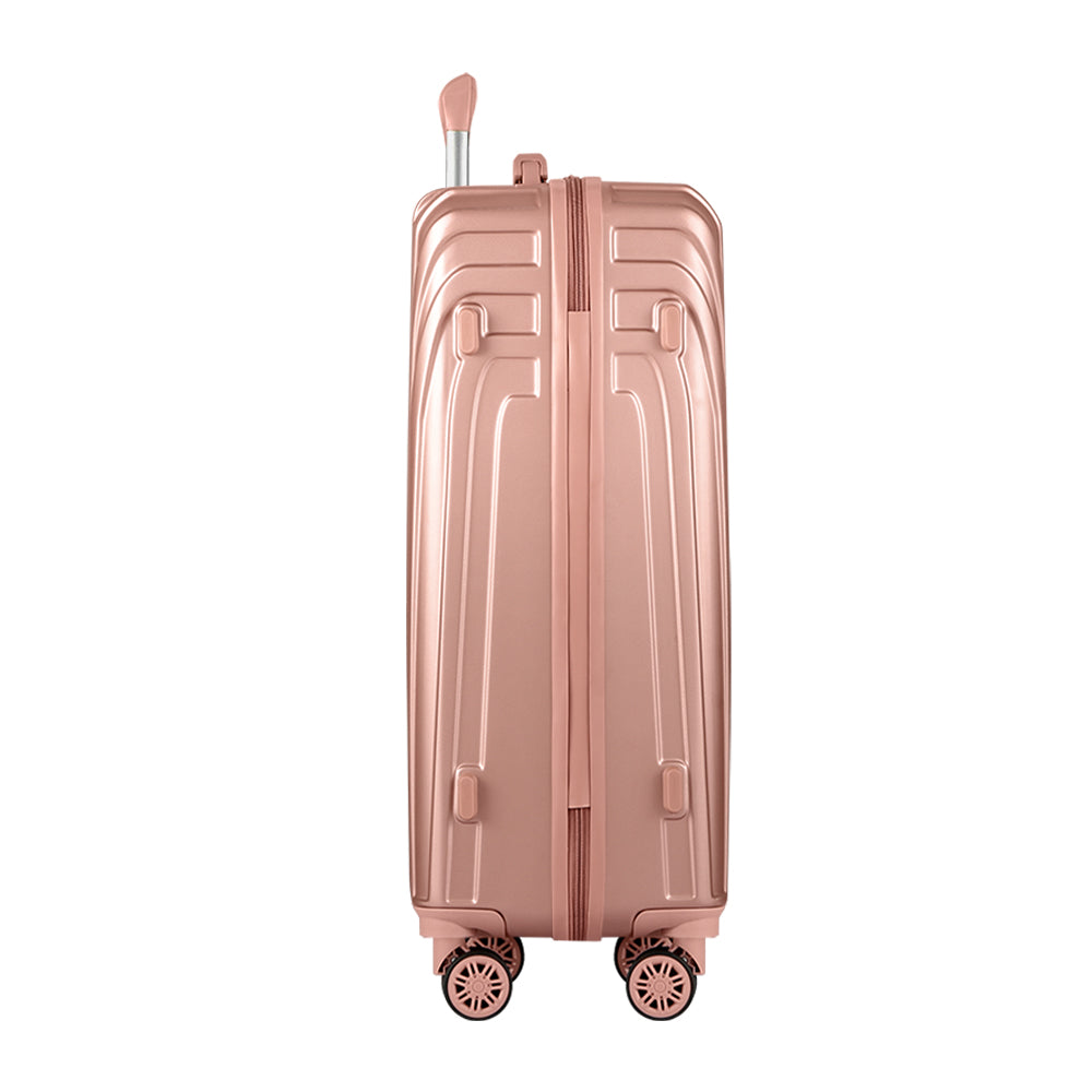 Marlook 3pc Luggage Trolley Set Suitcase Travel TSA Hard Case Carry On Pink Lightweight