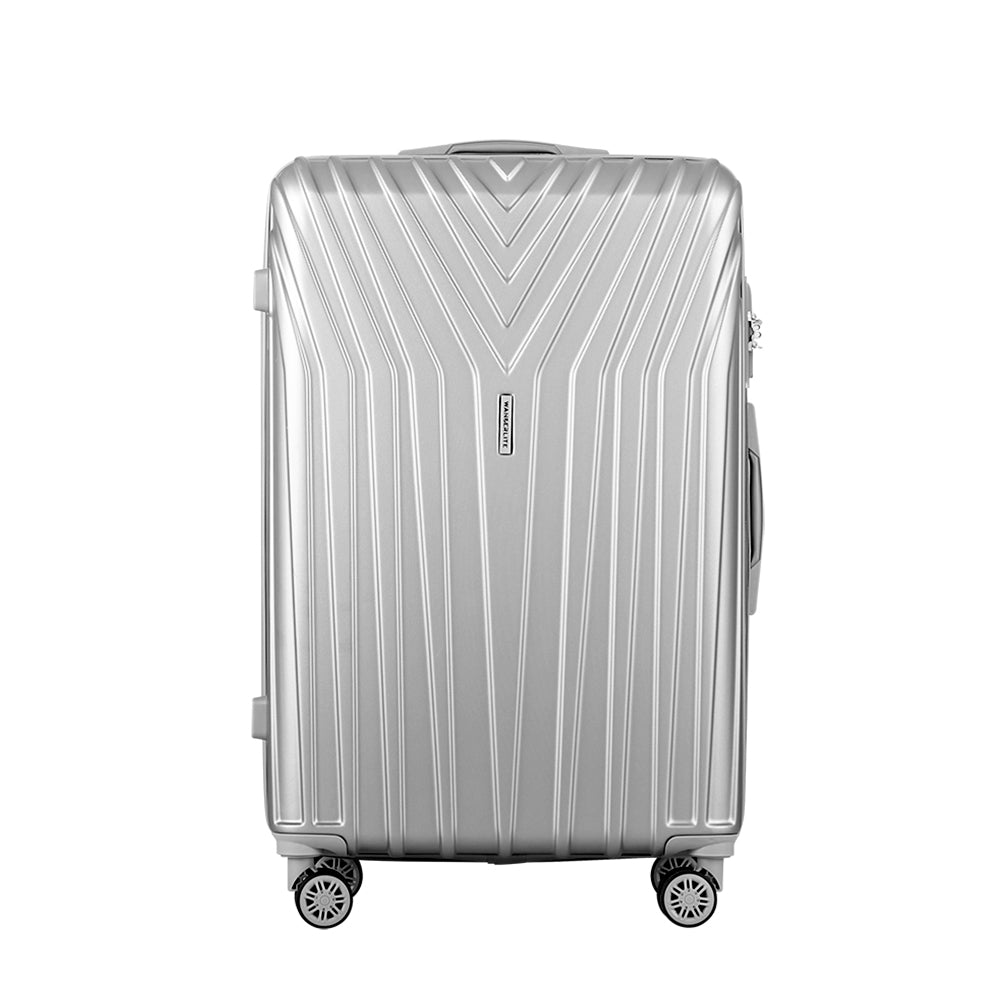 Marlook 3pc Luggage Trolley Set Suitcase Travel TSA Hard Case Carry On Silver Lightweight