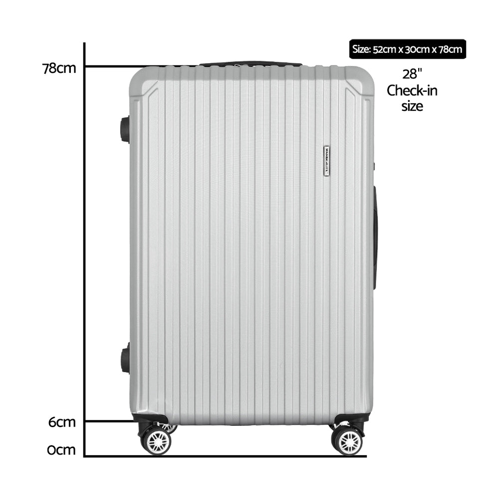 Marlook 28'' Luggage Travel Suitcase Set TSA Carry On Hard Case Light Grey