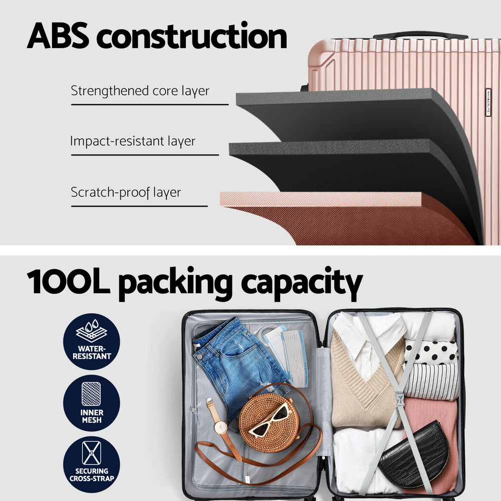 Marlook 28'' Luggage Travel Suitcase Set TSA Carry On Hard Case Rose Gold