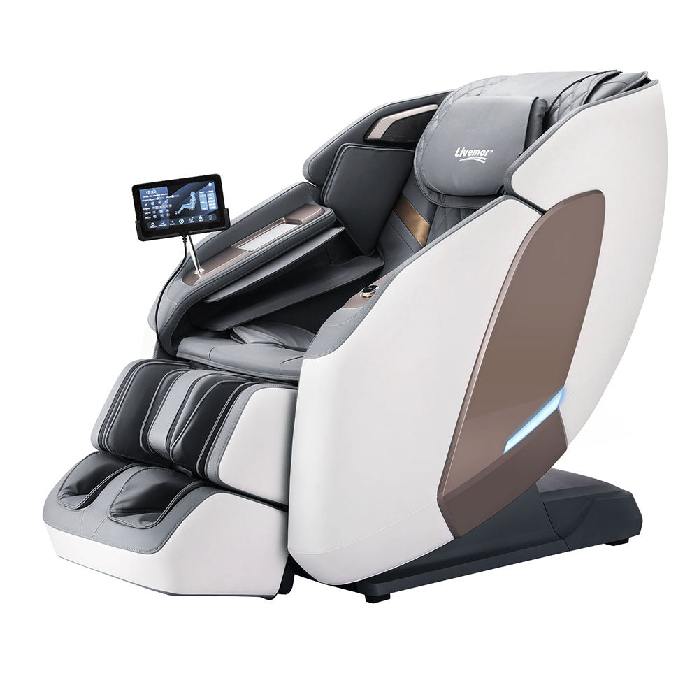 Marlook 4D Massage Chair Electric Recliner Double Core Mechanism Massager Melisa White