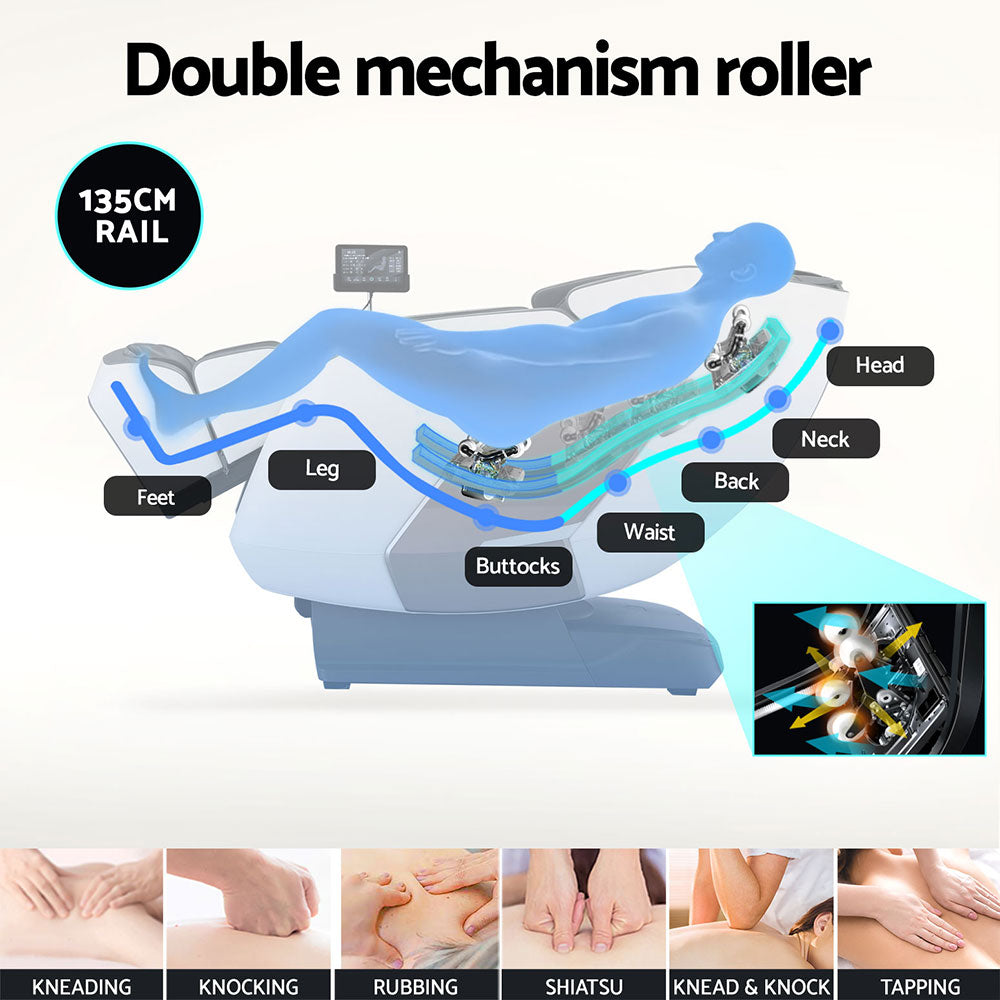 Marlook 4D Massage Chair Electric Recliner Double Core Mechanism Massager Melisa White