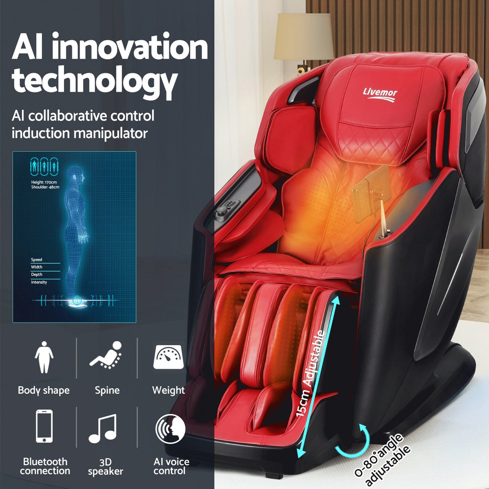 Marlook 4D Massage Chair Electric Recliner Home Massager Red