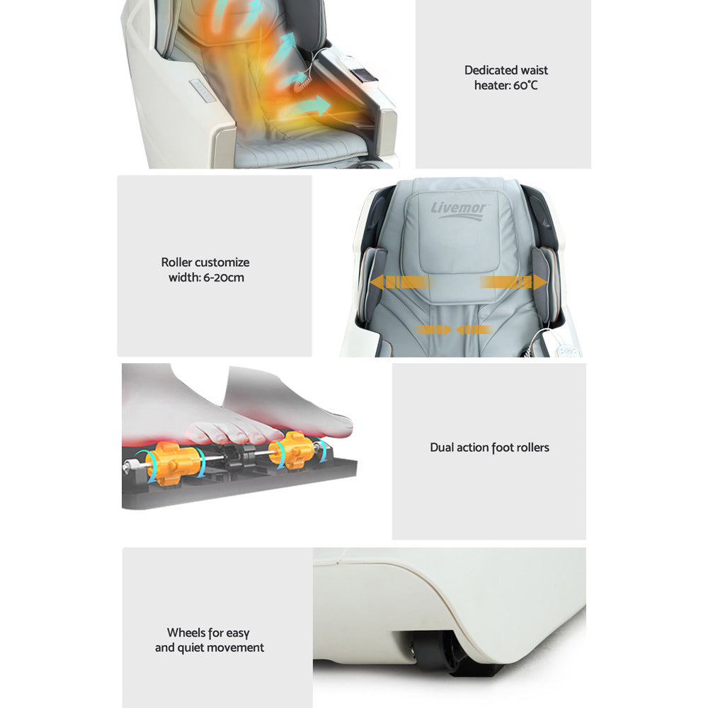 Marlook Massage Chair Electric Recliner Massager White Varitas
