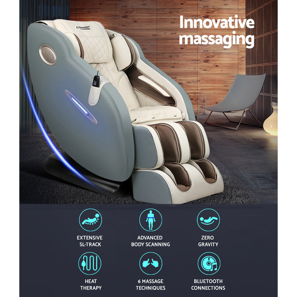 Marlook Massage Chair Electric Recliner Massager Grey Ozeni