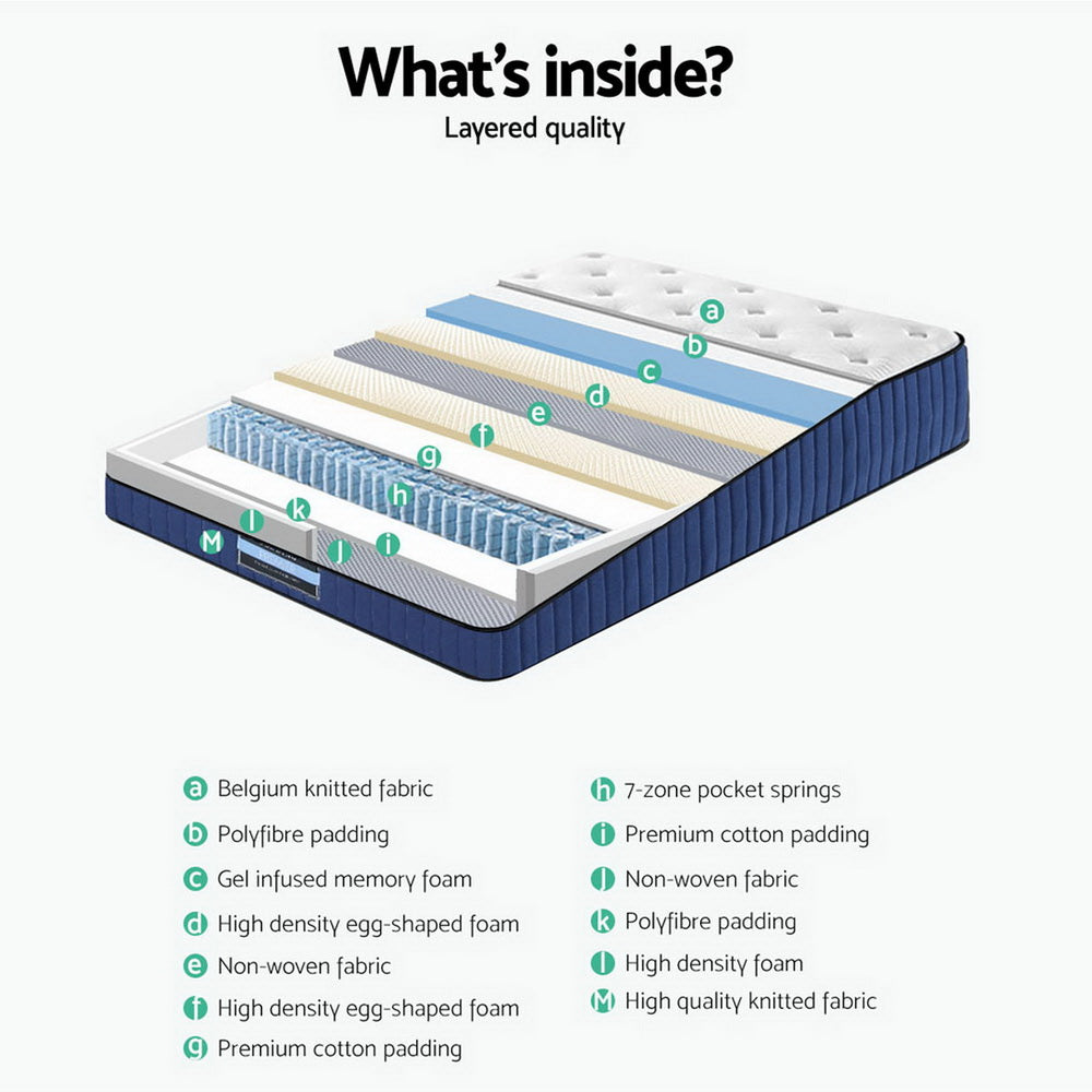 Marlook Bedding 34cm Mattress Cool Gel Memory Foam 7 Zone King