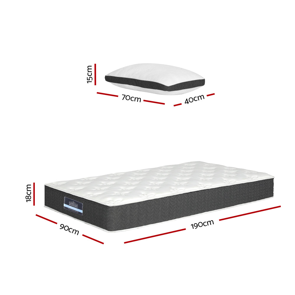 Marlook Bedding 18cm Mattress Medium Soft w/Pillows Single