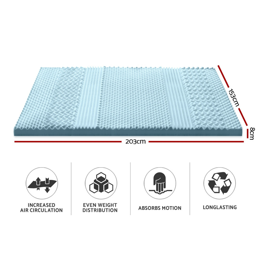 Marlook Bedding Memory Foam Mattress Topper 7-Zone 8cm Queen