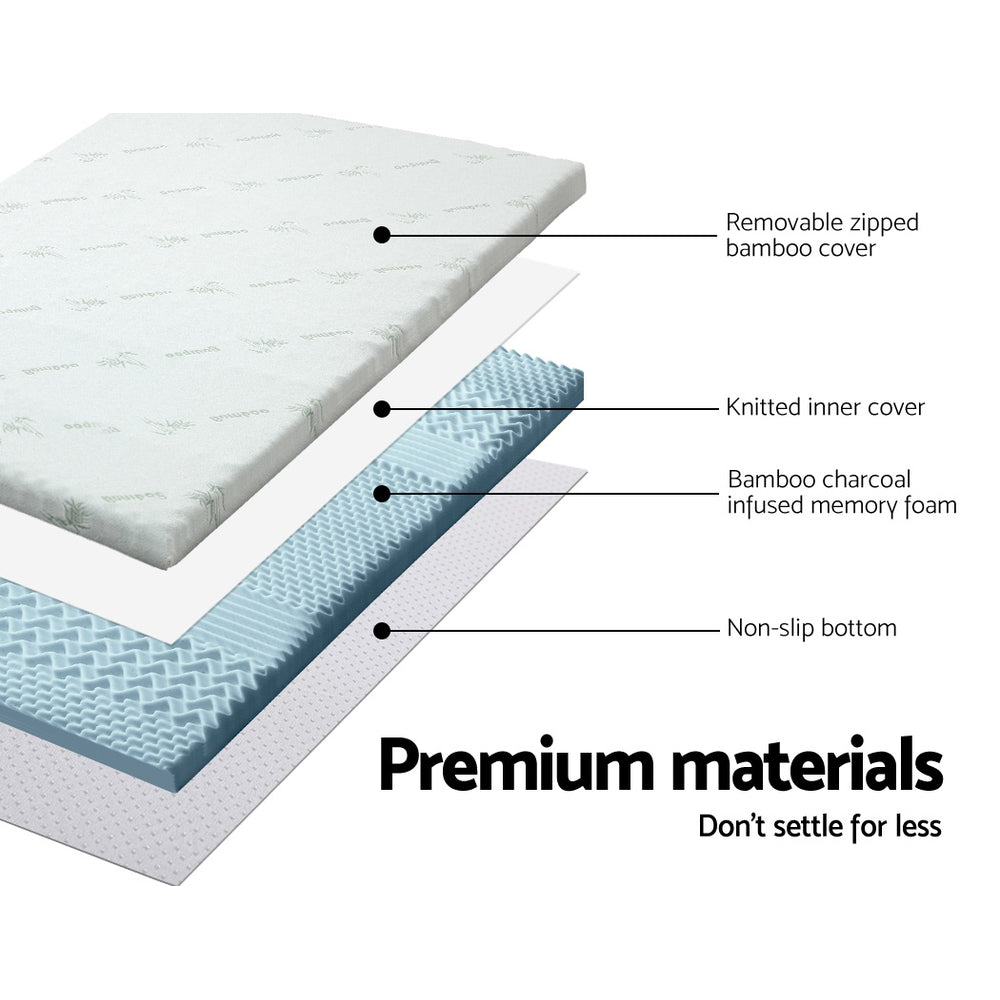 Marlook Bedding Memory Foam Mattress Topper 7-Zone 8cm Queen