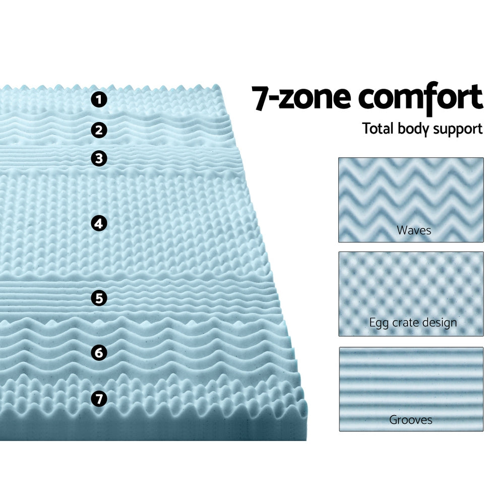Marlook Bedding Memory Foam Mattress Topper 7-Zone 8cm Single
