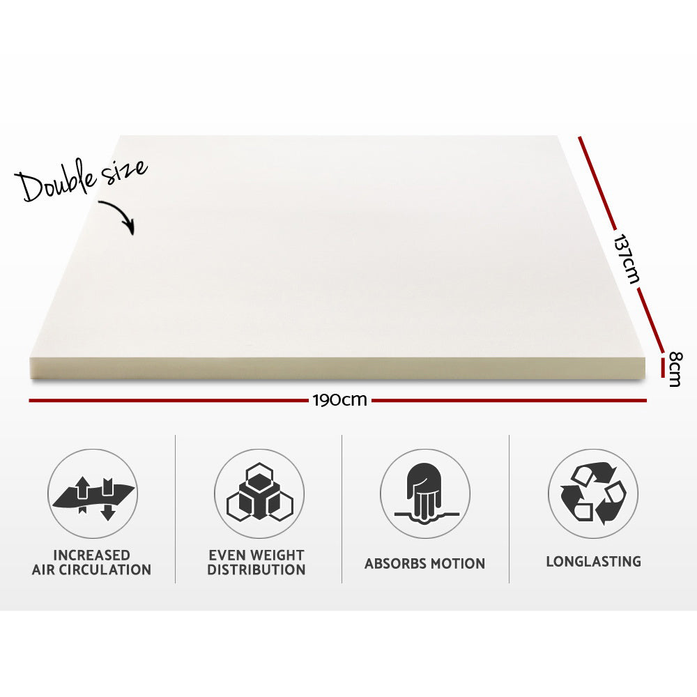 Marlook Bedding Memory Foam Mattress Topper 8cm Double