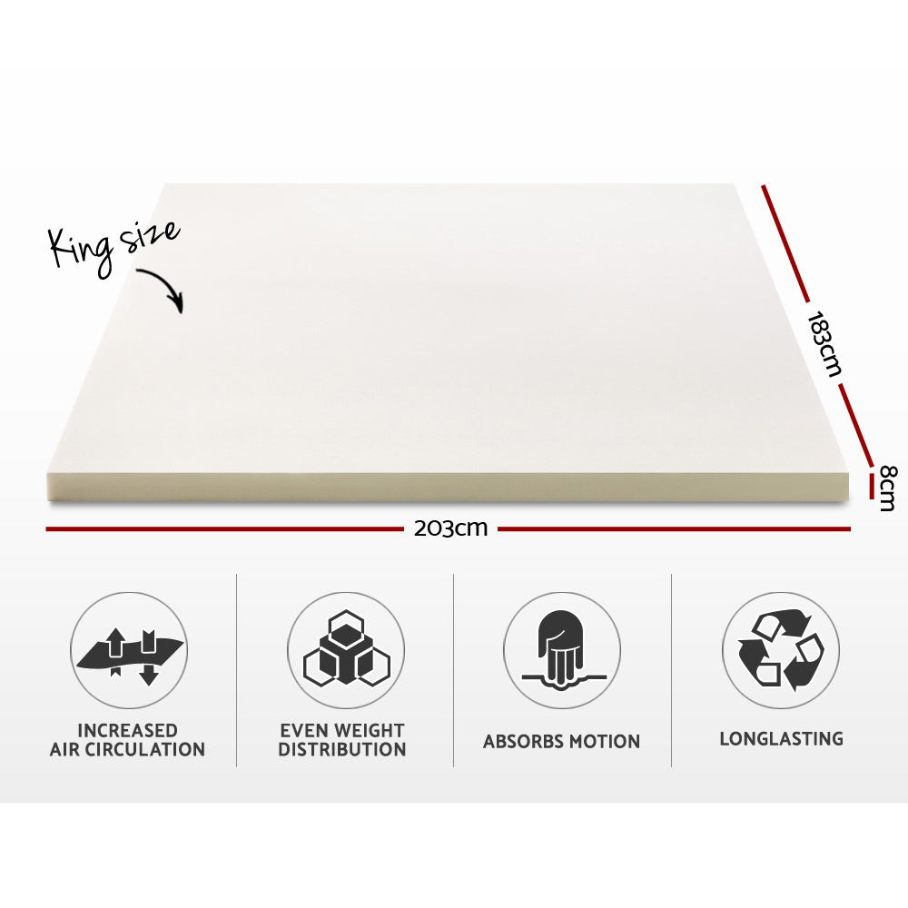Marlook Bedding Memory Foam Mattress Topper 8cm King