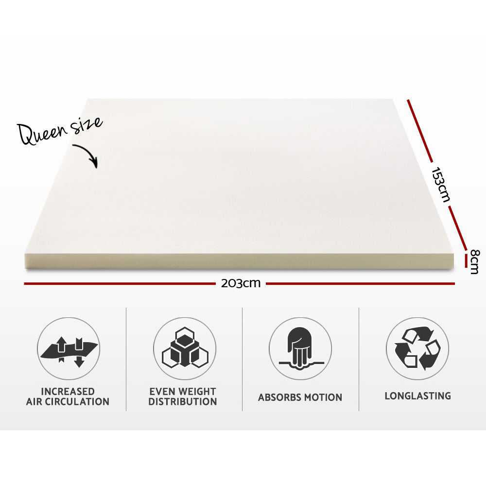Marlook Bedding Memory Foam Mattress Topper 8cm Queen