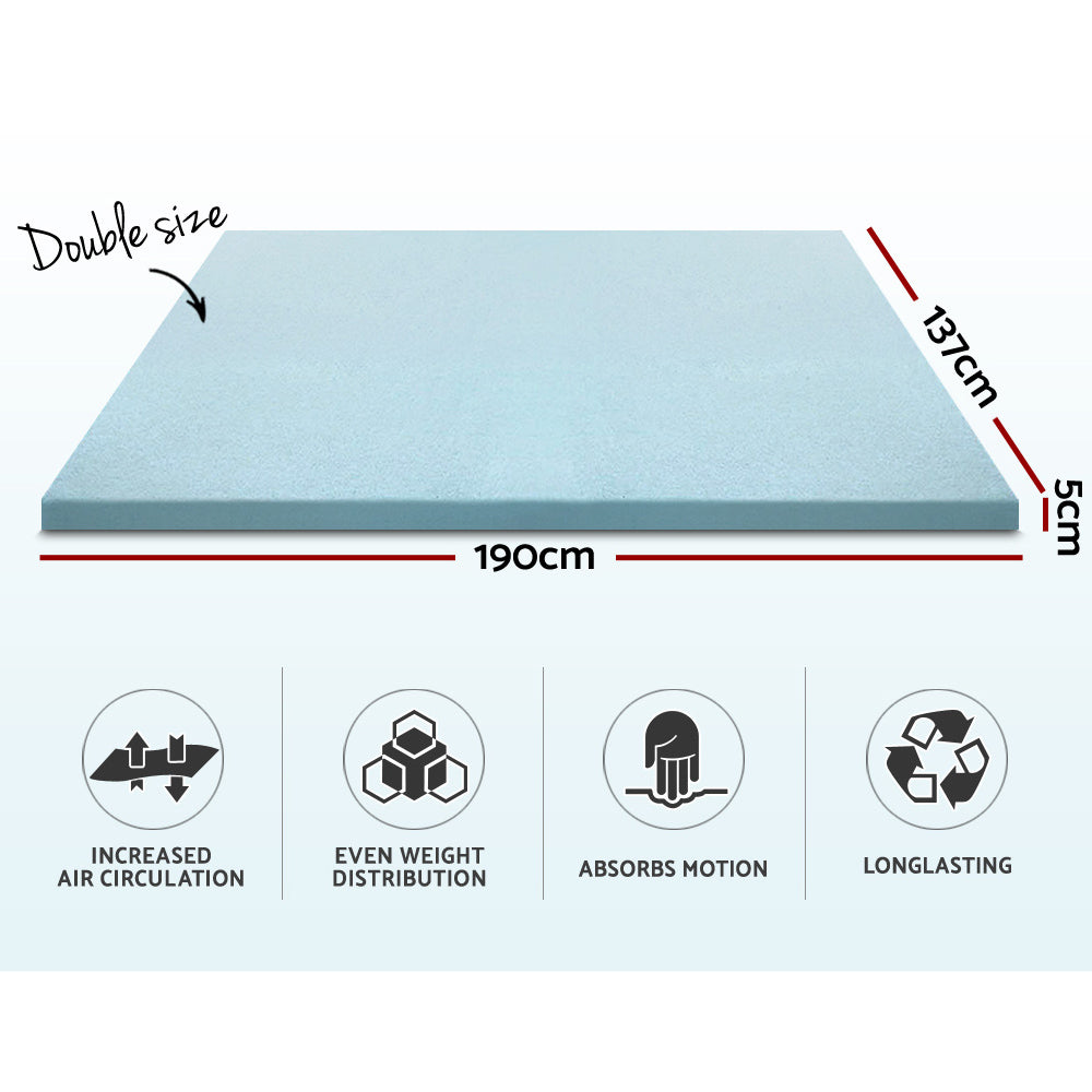Marlook Bedding Memory Foam Mattress Topper Cool Gel 5cm Double