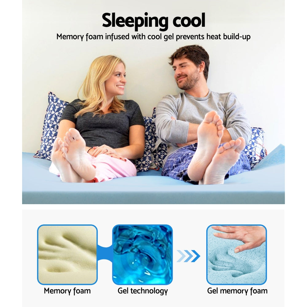Marlook Bedding Memory Foam Mattress Topper Cool Gel 5cm Queen