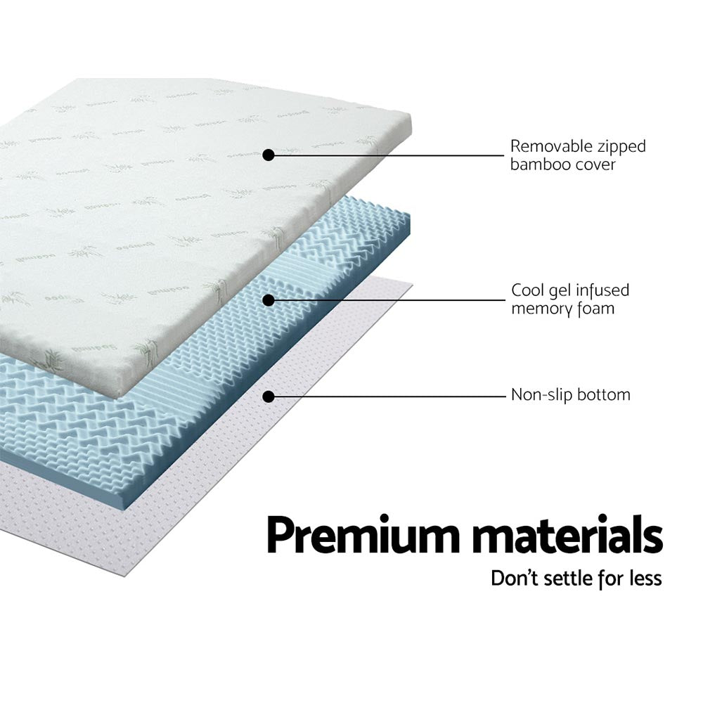 Marlook Bedding Memory Foam Mattress Topper Cool Gel 5cm Queen