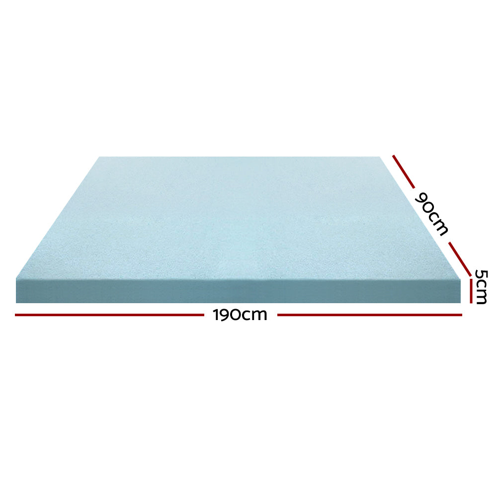 Marlook Bedding Memory Foam Mattress Topper Cool Gel 5cm Single
