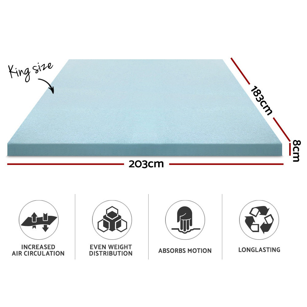 Marlook Bedding Memory Foam Mattress Topper Cool Gel 8cm King